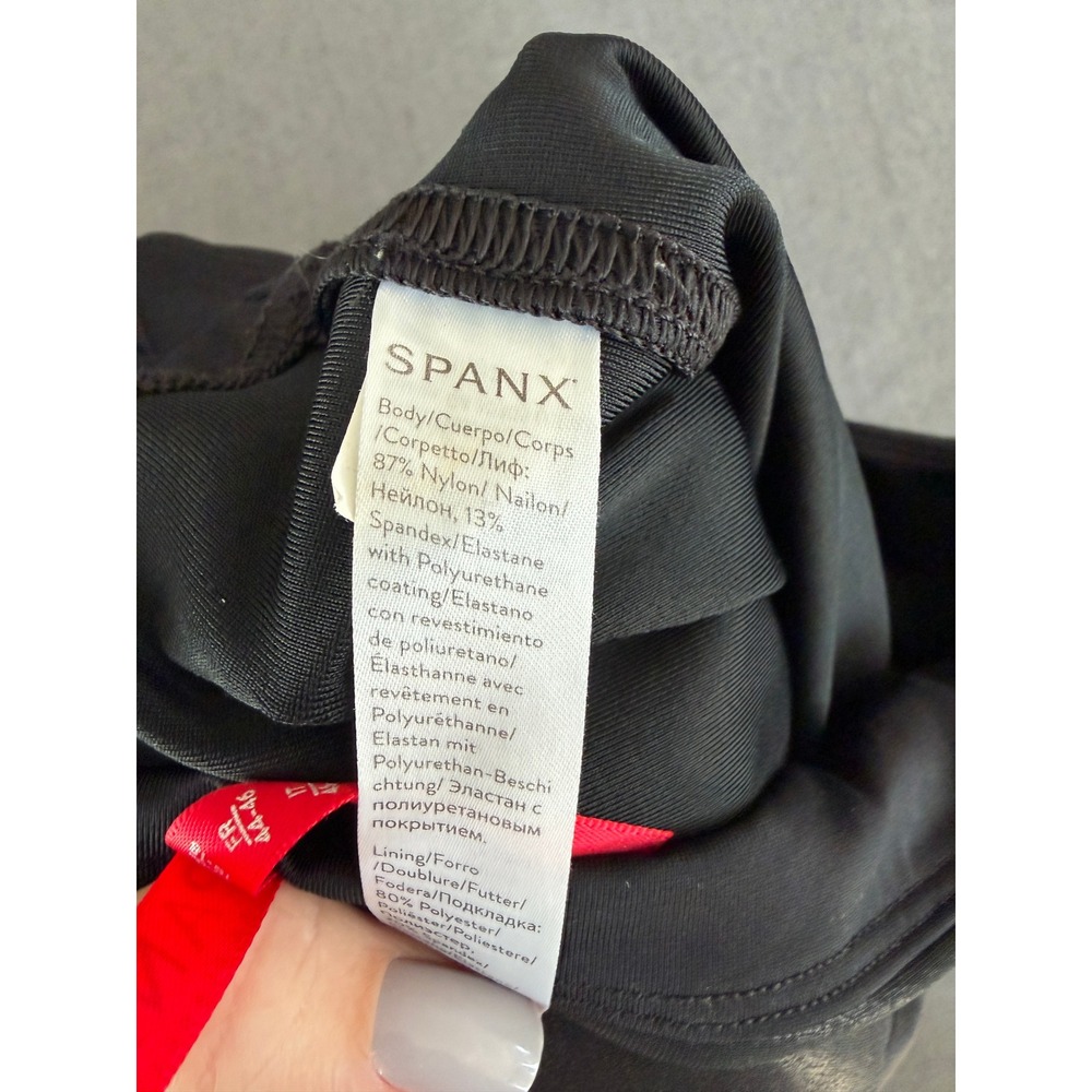 Spanx Faux Leather Moto Leggings Black High Waisted Womens L Capsule Wardrobe - Picture 5 of 9